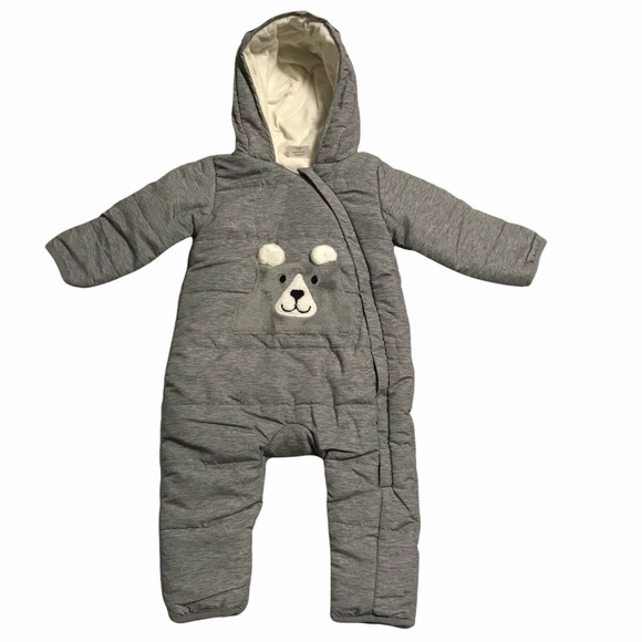 wonder nation Other - Wonder Nation Cute & Cozy 1Pc Baby Boy Bear Snowsuit Plush Bunting Pram Gray NEW